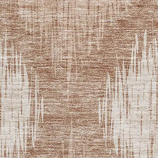 Coral And Ivory Ikat Washable Area Rug With UV Protection Photo 4