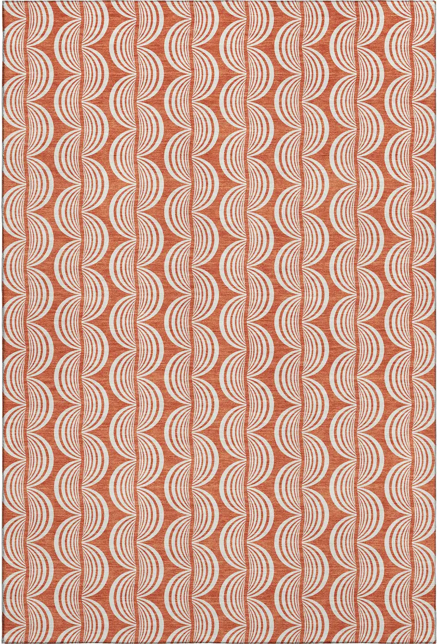 Coral And Ivory Ogee Washable Area Rug With UV Protection Photo 1