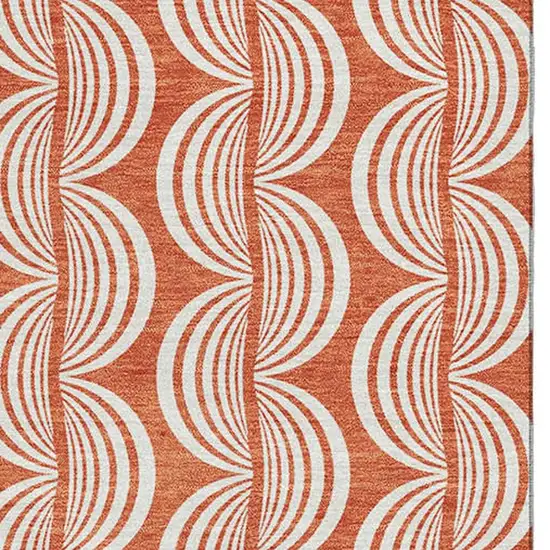 Coral And Ivory Ogee Washable Area Rug With UV Protection Photo 2