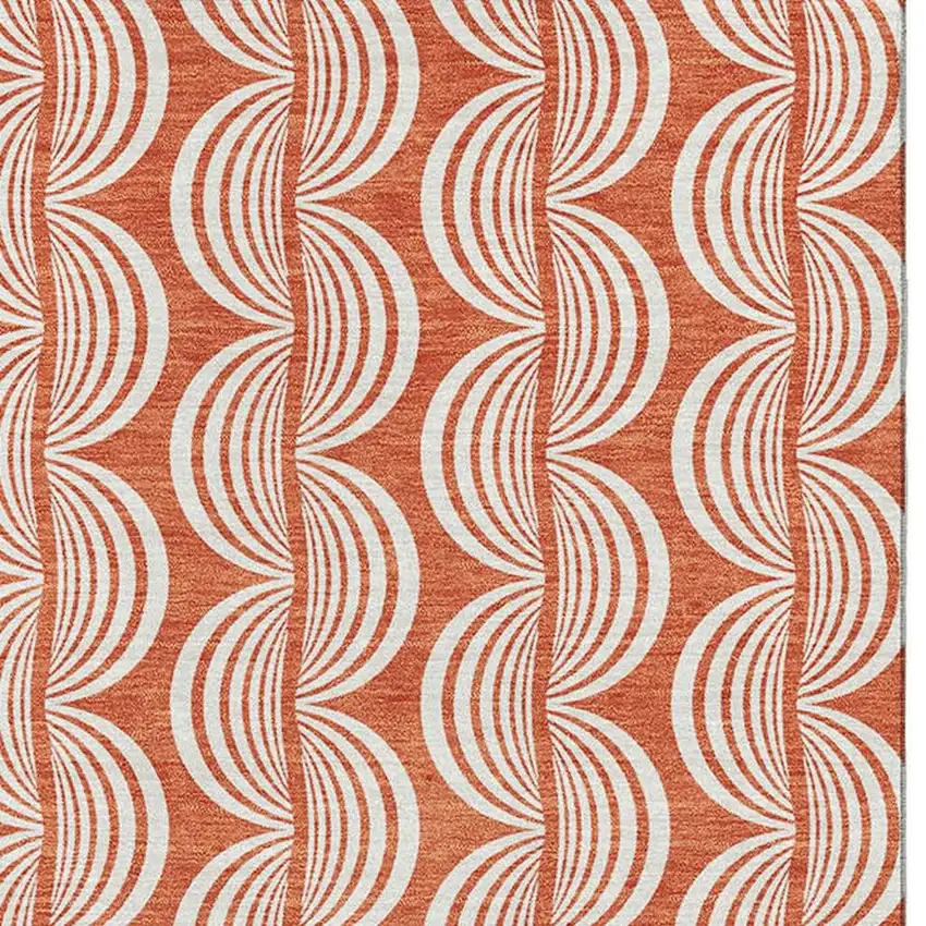 Coral And Ivory Ogee Washable Area Rug With UV Protection Photo 3
