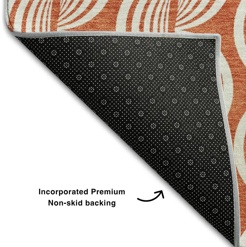 Coral And Ivory Ogee Washable Area Rug With UV Protection Photo 6