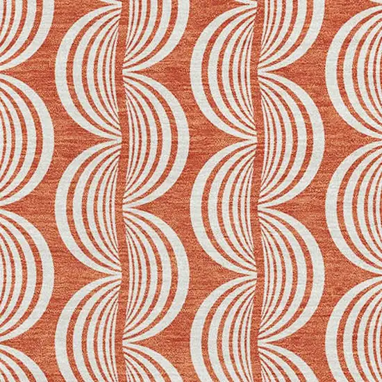 Coral And Ivory Ogee Washable Area Rug With UV Protection Photo 2