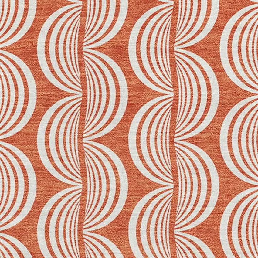 Coral And Ivory Ogee Washable Area Rug With UV Protection Photo 2