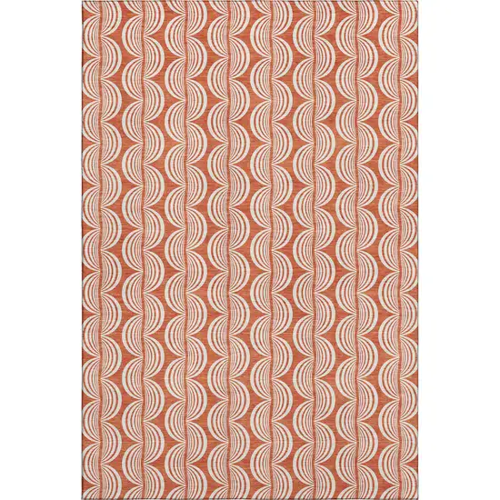 Coral And Ivory Ogee Washable Area Rug With UV Protection Photo 1