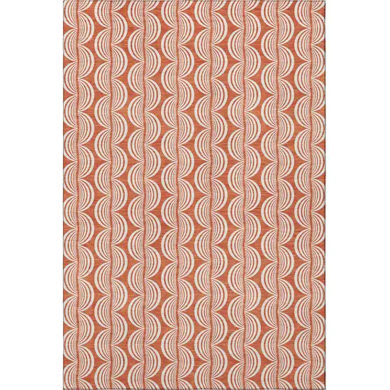 Coral And Ivory Ogee Washable Area Rug With UV Protection Photo 3