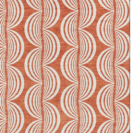 Coral And Ivory Ogee Washable Area Rug With UV Protection Photo 2