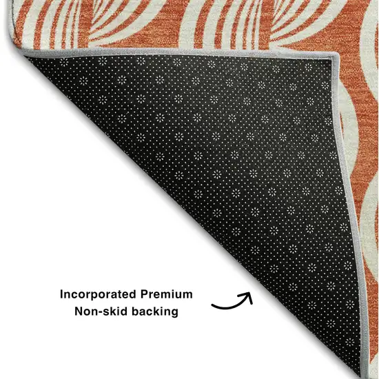 Coral And Ivory Ogee Washable Area Rug With UV Protection Photo 6