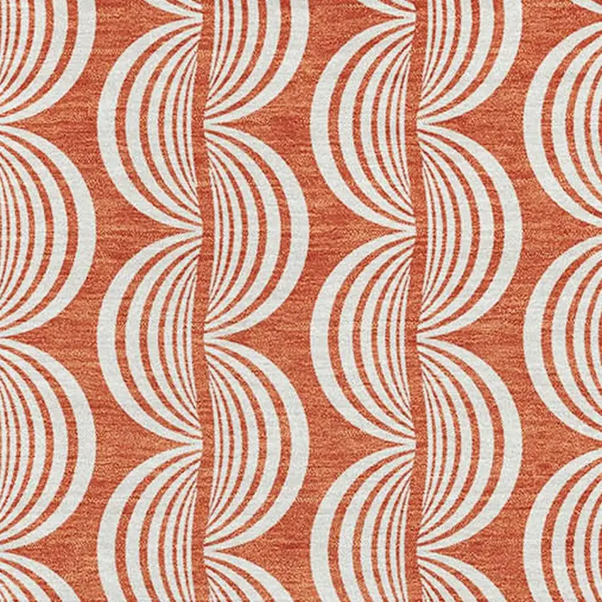 Coral And Ivory Ogee Washable Area Rug With UV Protection Photo 2