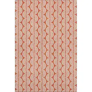 Photo of Coral And Ivory Ogee Washable Area Rug With UV Protection