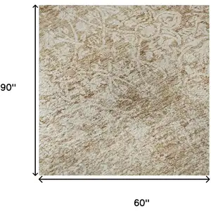 Photo of Coral And Ivory Oriental Washable Area Rug With UV Protection