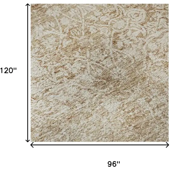 Coral And Ivory Oriental Washable Area Rug With UV Protection Photo 9