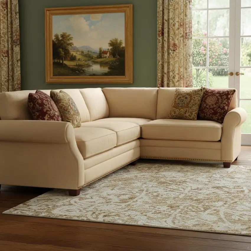 Coral And Ivory Oriental Washable Area Rug With UV Protection Photo 2