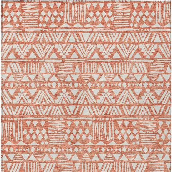 Coral And Ivory Southwestern Washable Indoor Outdoor Area Rug Photo 7