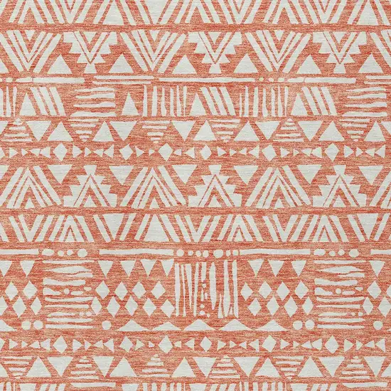 Coral And Ivory Southwestern Washable Indoor Outdoor Area Rug Photo 6