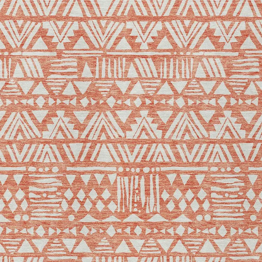 Coral And Ivory Southwestern Washable Indoor Outdoor Area Rug Photo 6