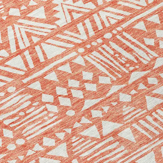 Coral And Ivory Southwestern Washable Indoor Outdoor Area Rug Photo 5