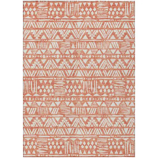 Coral And Ivory Southwestern Washable Indoor Outdoor Area Rug Photo 2