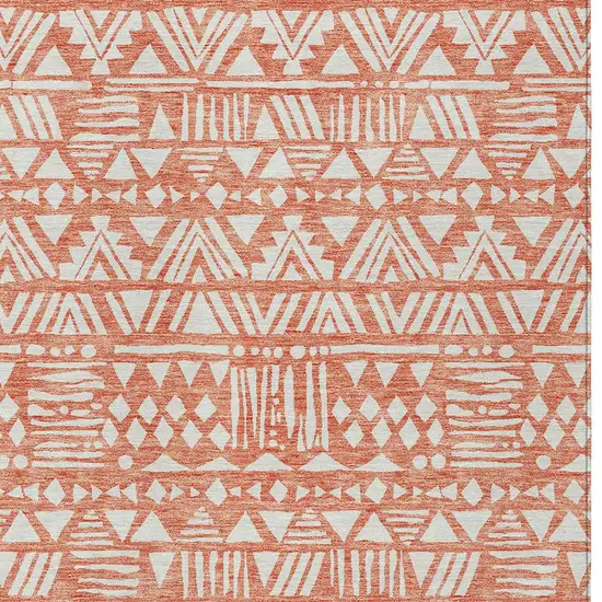 Coral And Ivory Southwestern Washable Indoor Outdoor Area Rug Photo 6