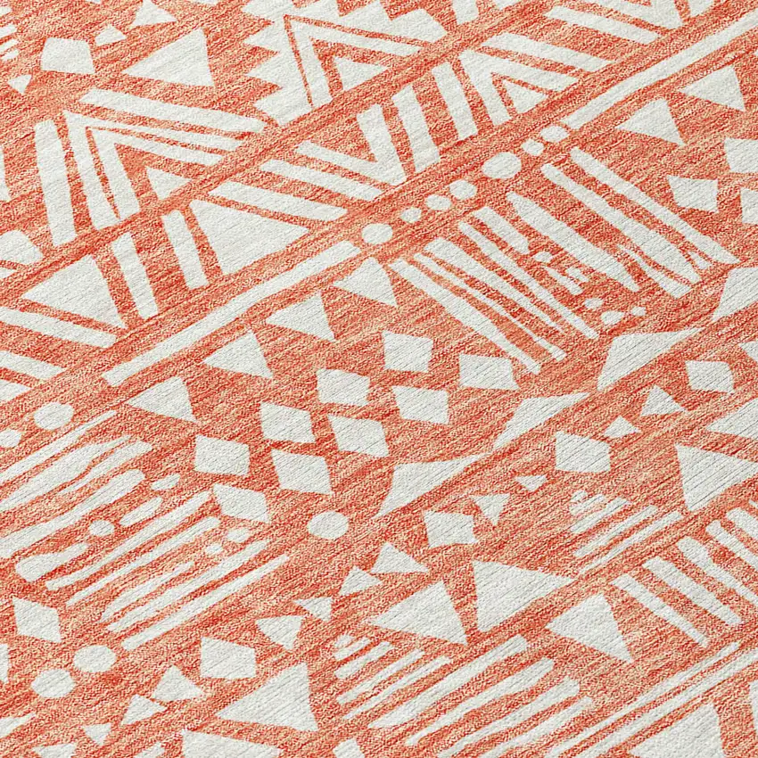 Coral And Ivory Southwestern Washable Indoor Outdoor Area Rug Photo 5