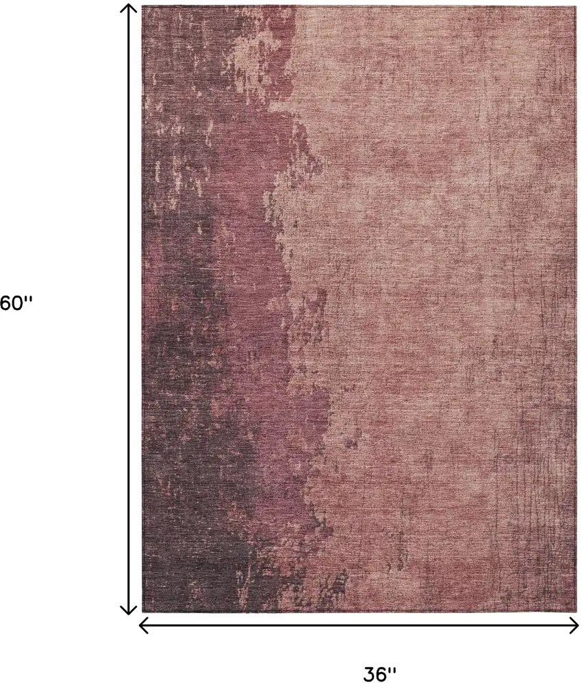 Coral And Mauve Abstract Washable Indoor Outdoor Area Rug Photo 9