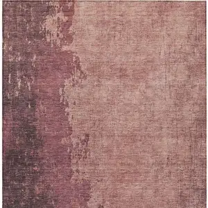 Photo of Coral And Mauve Abstract Washable Indoor Outdoor Area Rug