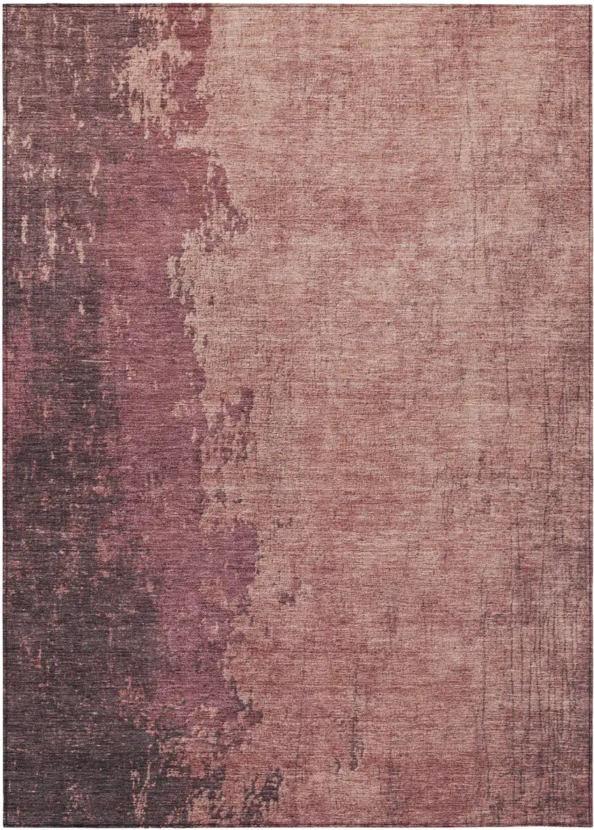 Coral And Mauve Abstract Washable Indoor Outdoor Area Rug Photo 2