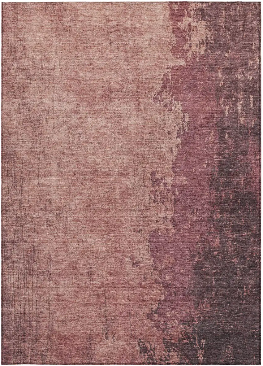 Coral And Mauve Abstract Washable Indoor Outdoor Area Rug Photo 8