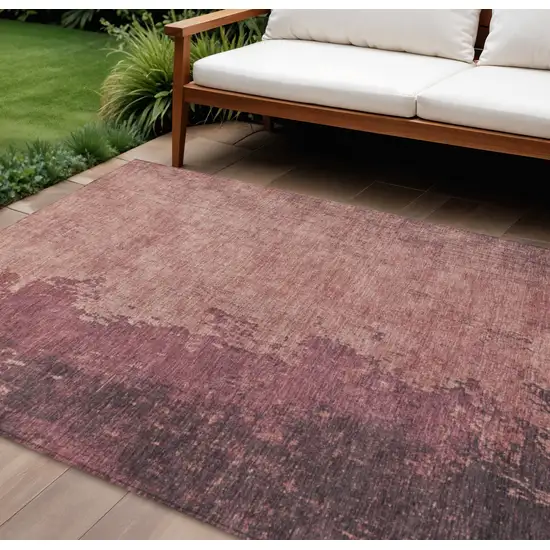 Coral And Mauve Abstract Washable Indoor Outdoor Area Rug Photo 2