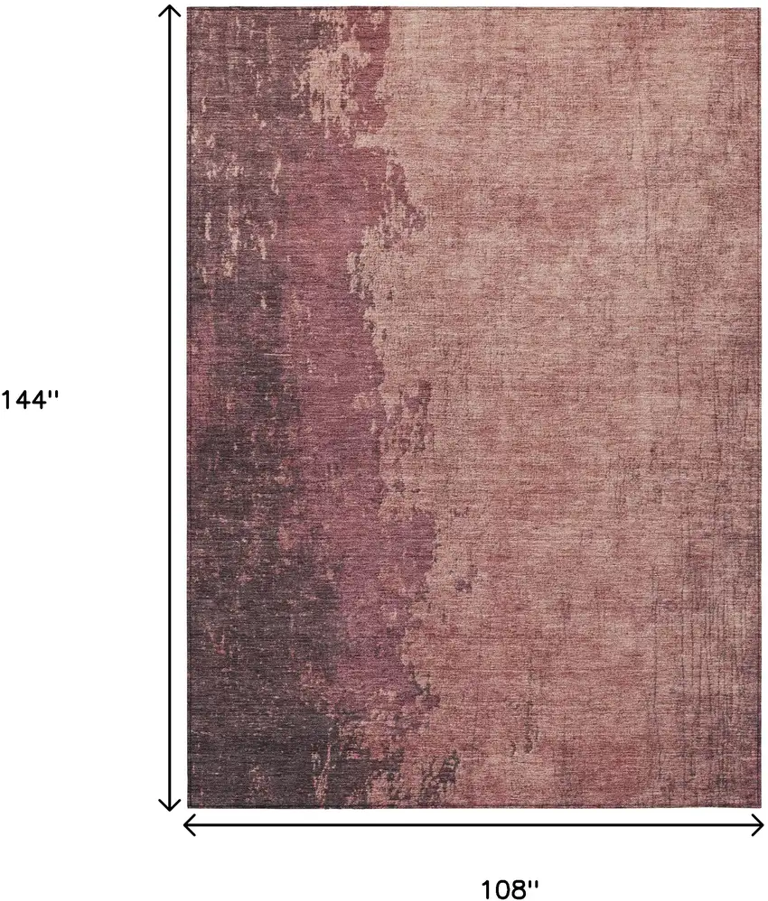 Coral And Mauve Abstract Washable Indoor Outdoor Area Rug Photo 9