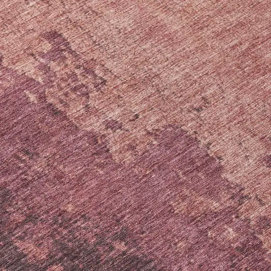 Coral And Mauve Abstract Washable Indoor Outdoor Area Rug Photo 7