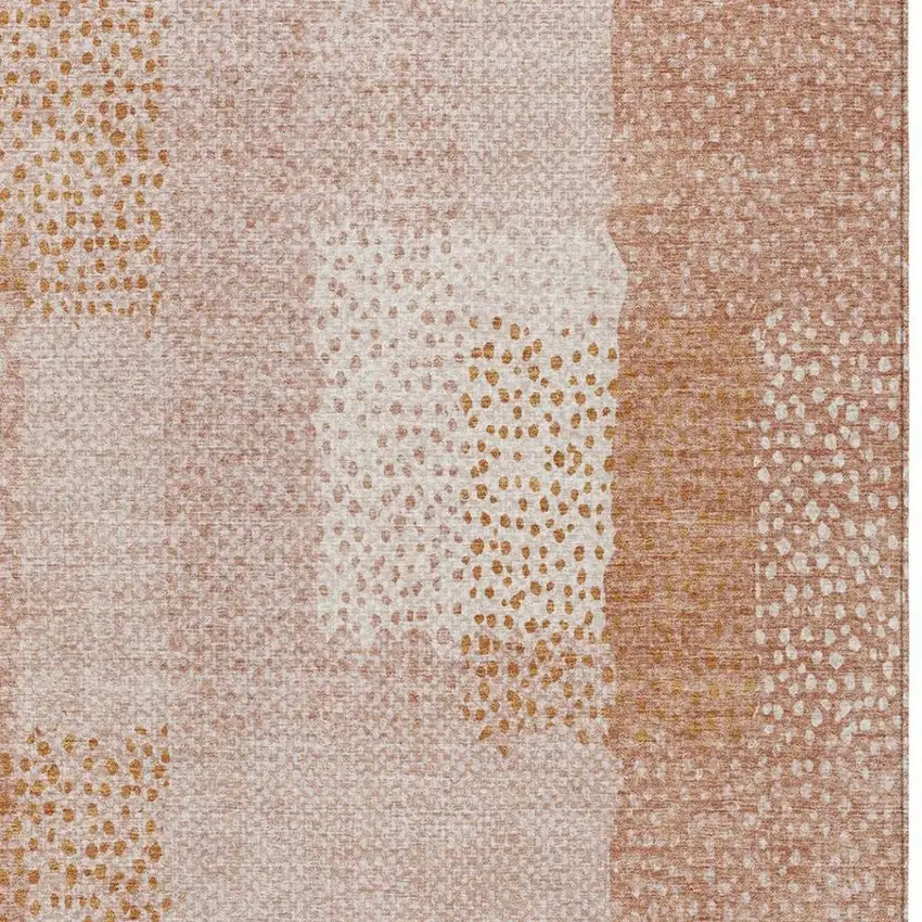 Coral And Orange Abstract Washable Indoor Outdoor Area Rug Photo 6