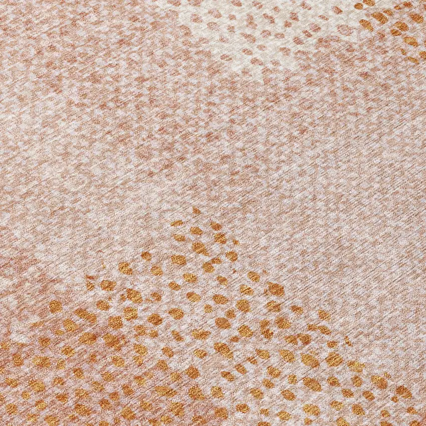 Coral And Orange Abstract Washable Indoor Outdoor Area Rug Photo 4