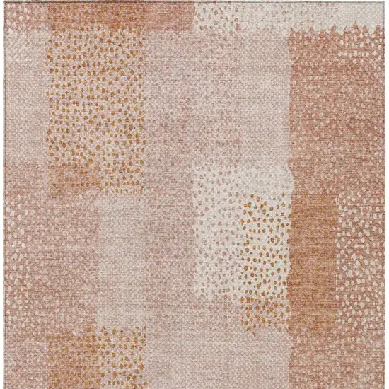 Coral And Orange Abstract Washable Indoor Outdoor Area Rug Photo 9