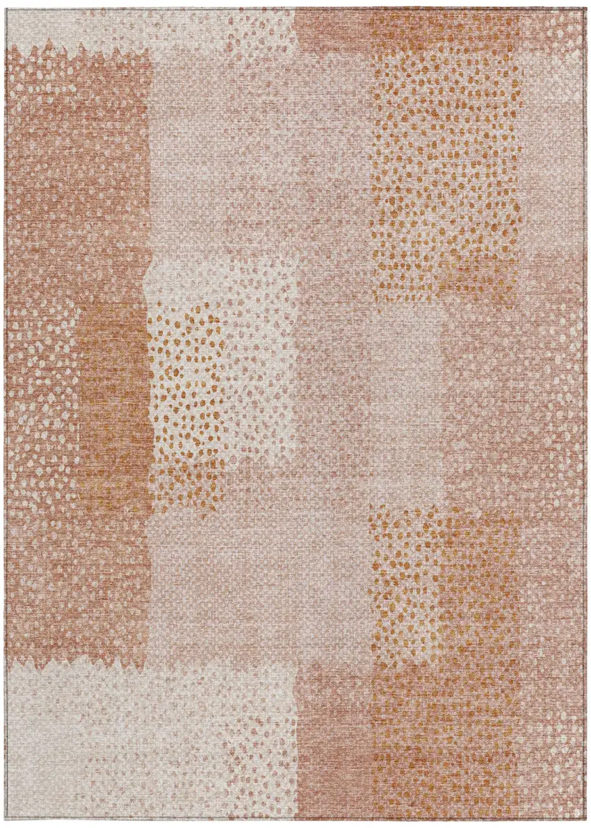 Coral And Orange Abstract Washable Indoor Outdoor Area Rug Photo 1