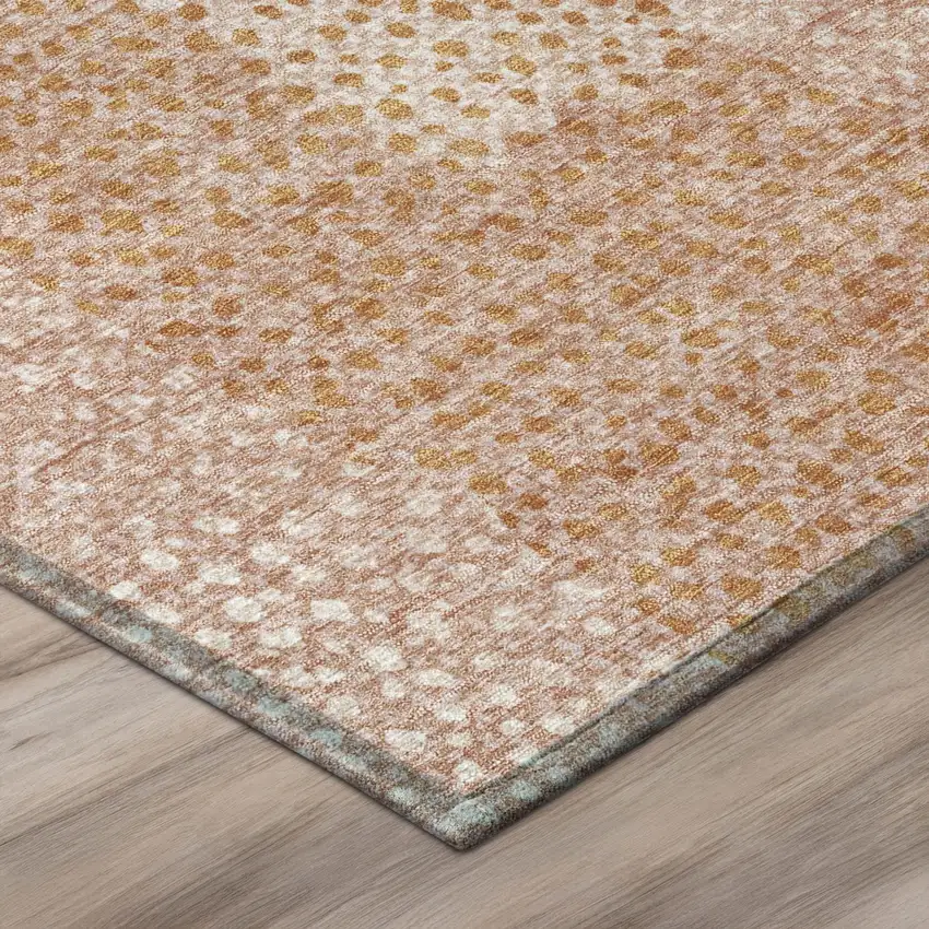 Coral And Orange Abstract Washable Indoor Outdoor Area Rug Photo 5