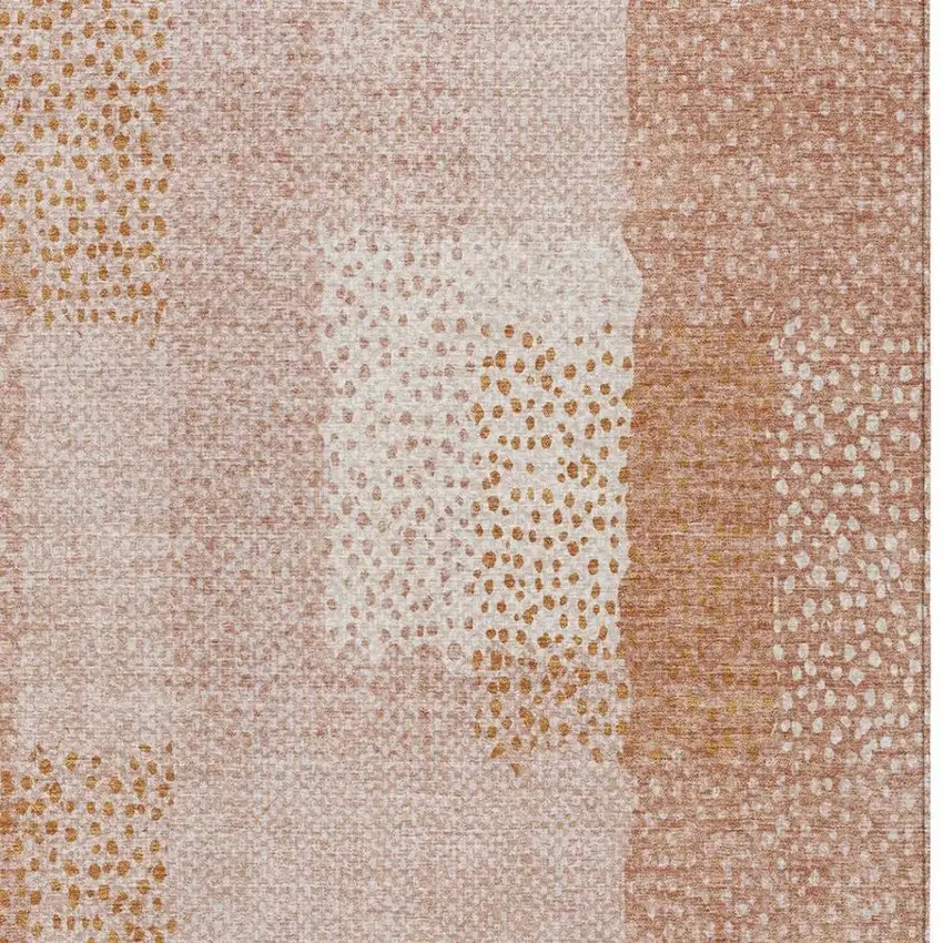 Coral And Orange Abstract Washable Indoor Outdoor Area Rug Photo 3
