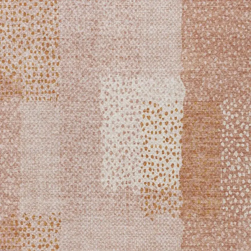 Coral And Orange Abstract Washable Indoor Outdoor Area Rug Photo 5