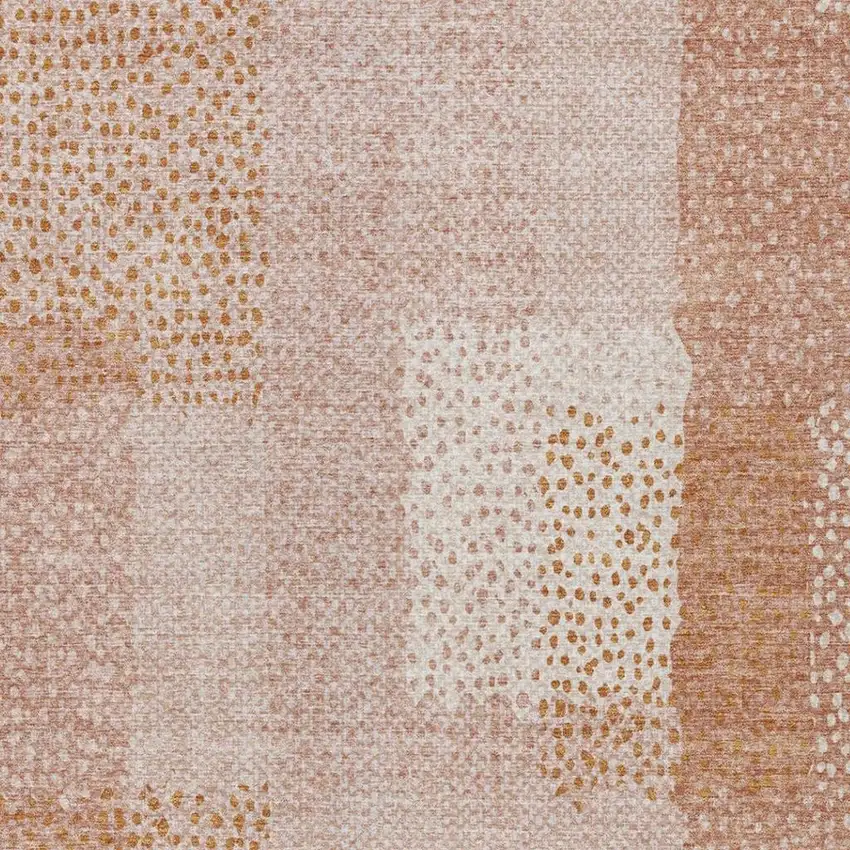Coral And Orange Abstract Washable Indoor Outdoor Area Rug Photo 6