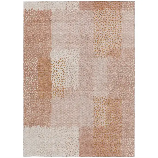 Coral And Orange Abstract Washable Indoor Outdoor Area Rug Photo 2