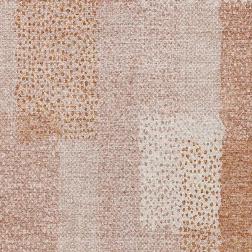 Coral And Orange Abstract Washable Indoor Outdoor Area Rug Photo 3