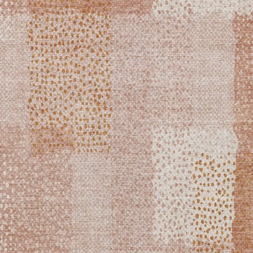 Coral And Orange Abstract Washable Indoor Outdoor Area Rug Photo 5