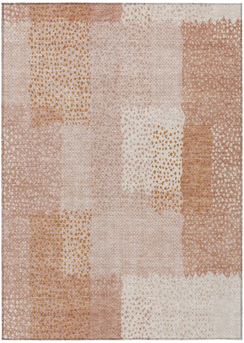 Coral And Orange Abstract Washable Indoor Outdoor Area Rug Photo 1