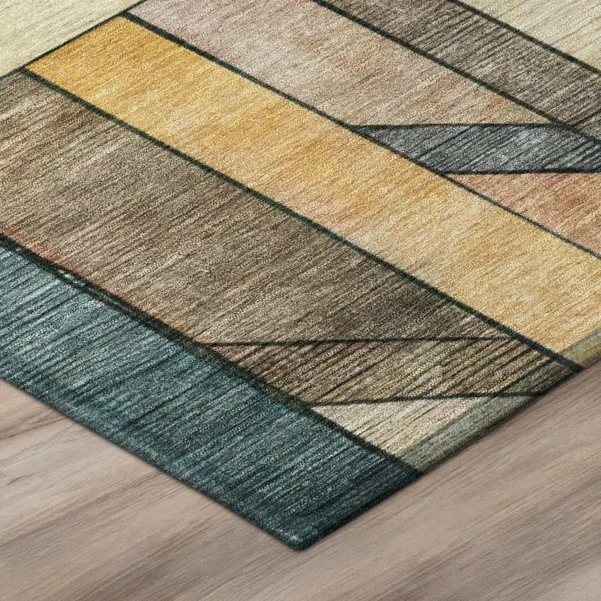 Coral And Orange Geometric Washable Indoor Outdoor Area Rug Photo 4