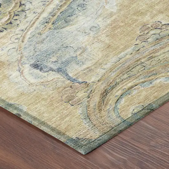 Coral And Orange Paisley Washable Indoor Outdoor Area Rug Photo 5