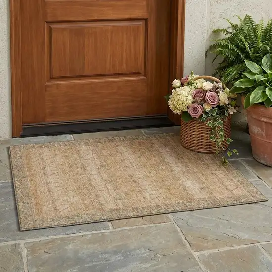 Coral And Orange Tribal Washable Indoor Outdoor Area Rug Photo 1