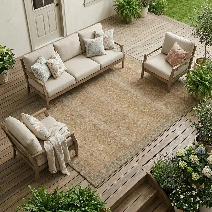 Coral And Orange Tribal Washable Indoor Outdoor Area Rug Photo 1