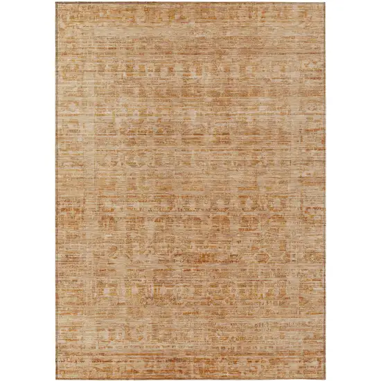 Coral And Peach Abstract Washable Indoor Outdoor Area Rug Photo 1