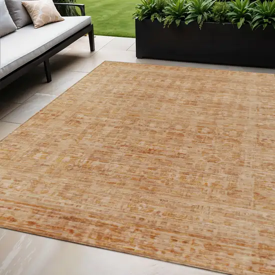 Coral And Peach Abstract Washable Indoor Outdoor Area Rug Photo 2