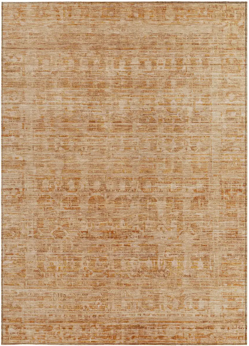 Coral And Peach Abstract Washable Indoor Outdoor Area Rug Photo 3