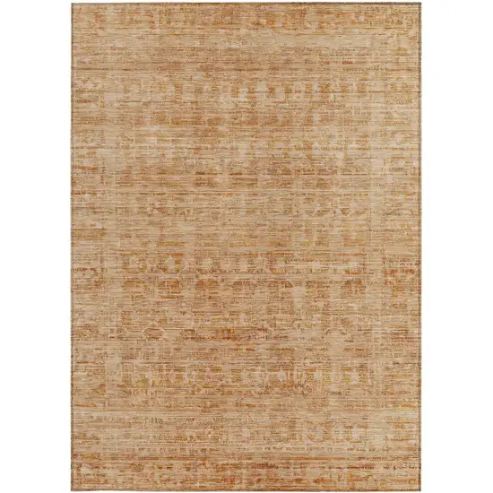 Coral And Peach Abstract Washable Indoor Outdoor Area Rug Photo 3